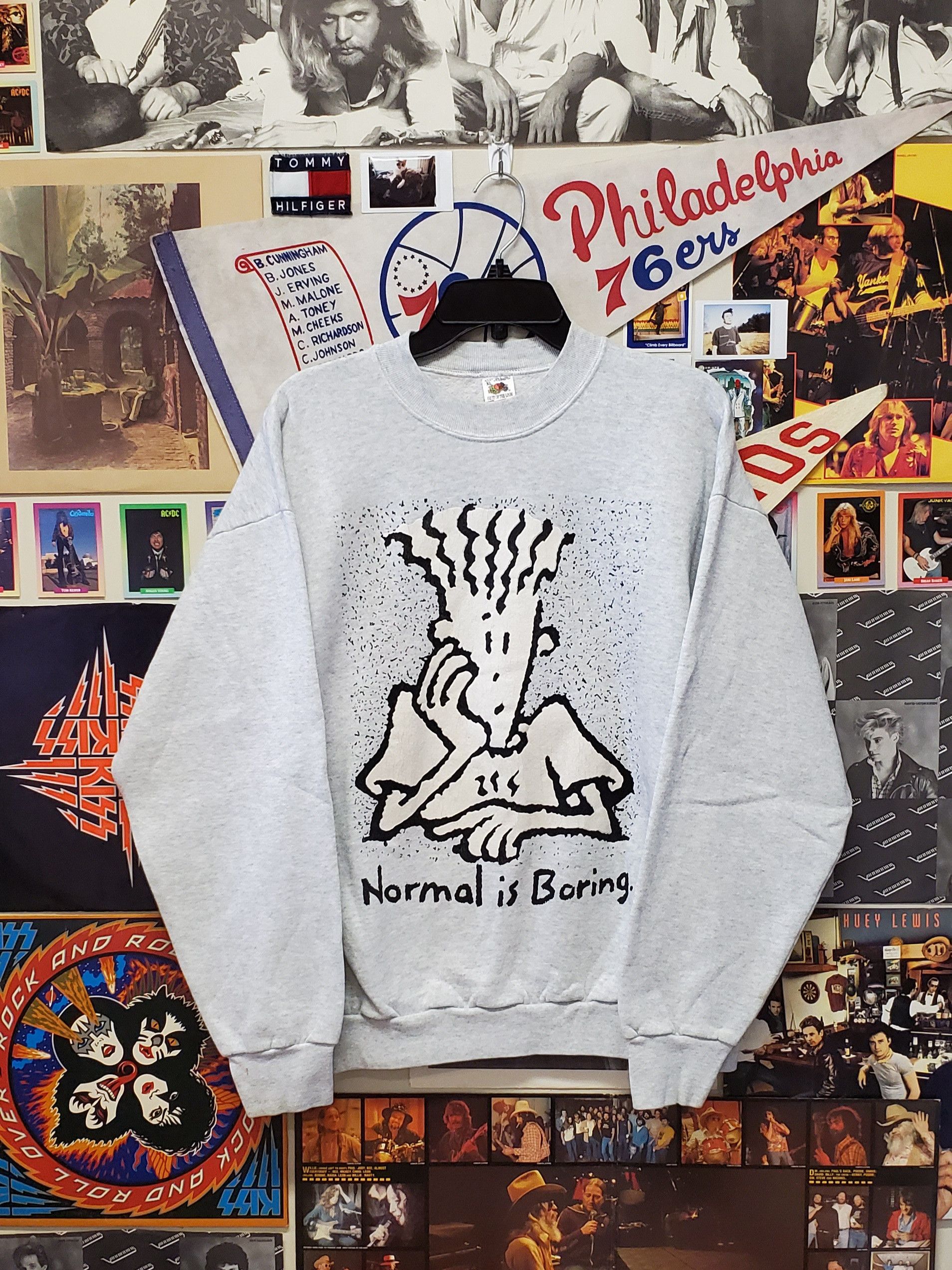 Fruit Of The Loom × Vintage Vintage 90s Fido Dido Normal Is Boring Gray Sweater | Grailed