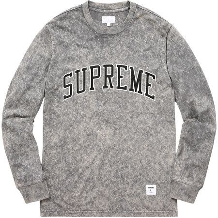 Supreme Supreme Acid Wash Arc Logo Longsleeve (GREY) SS17 | Grailed