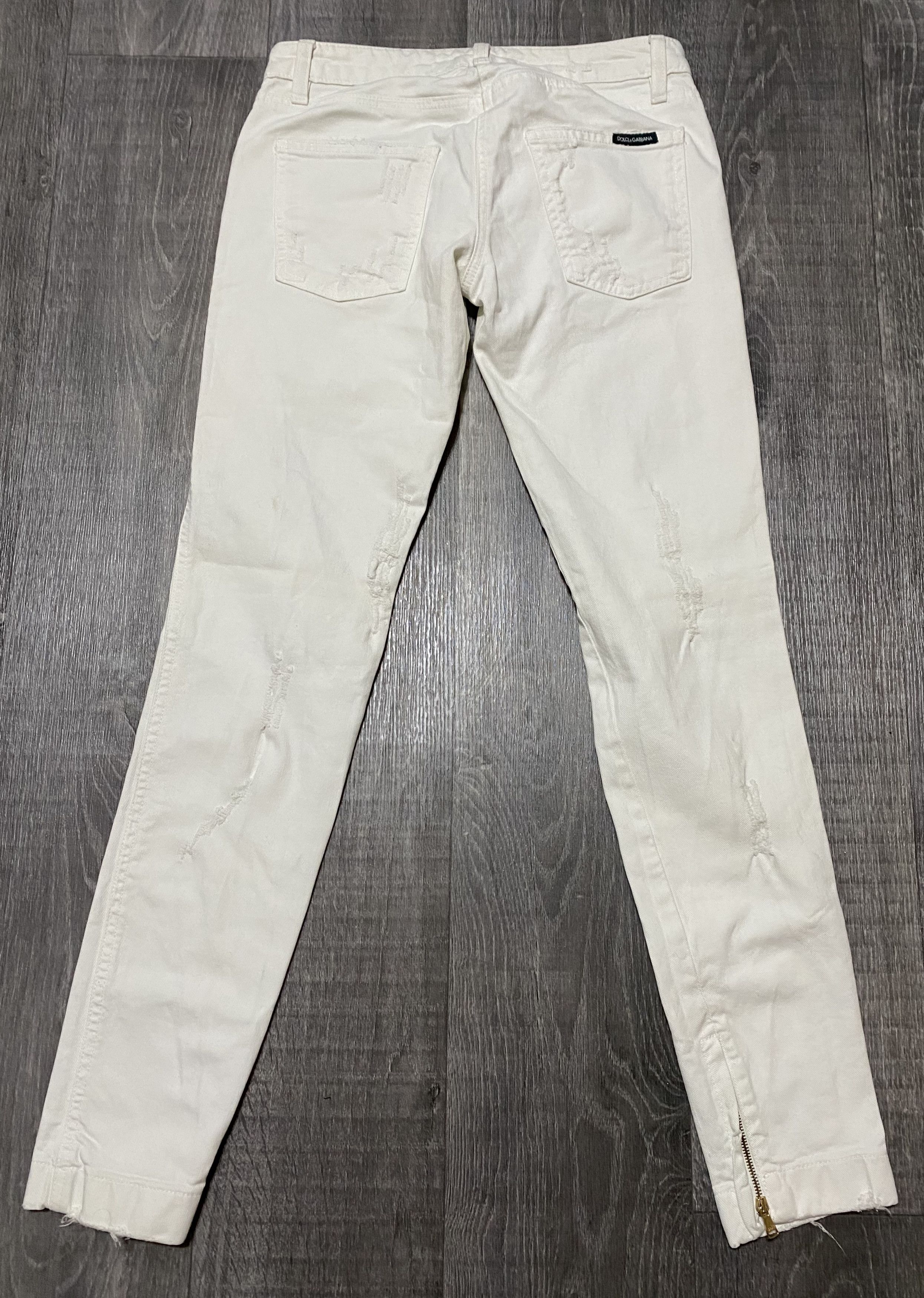 Dolce & Gabbana Women’s Dolce & Gabbana Destroyed Distressed White Jeans Size 25" / US 0 / IT 36 - 3 Thumbnail