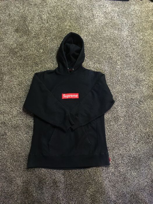 Supreme hoodie black store red box logo