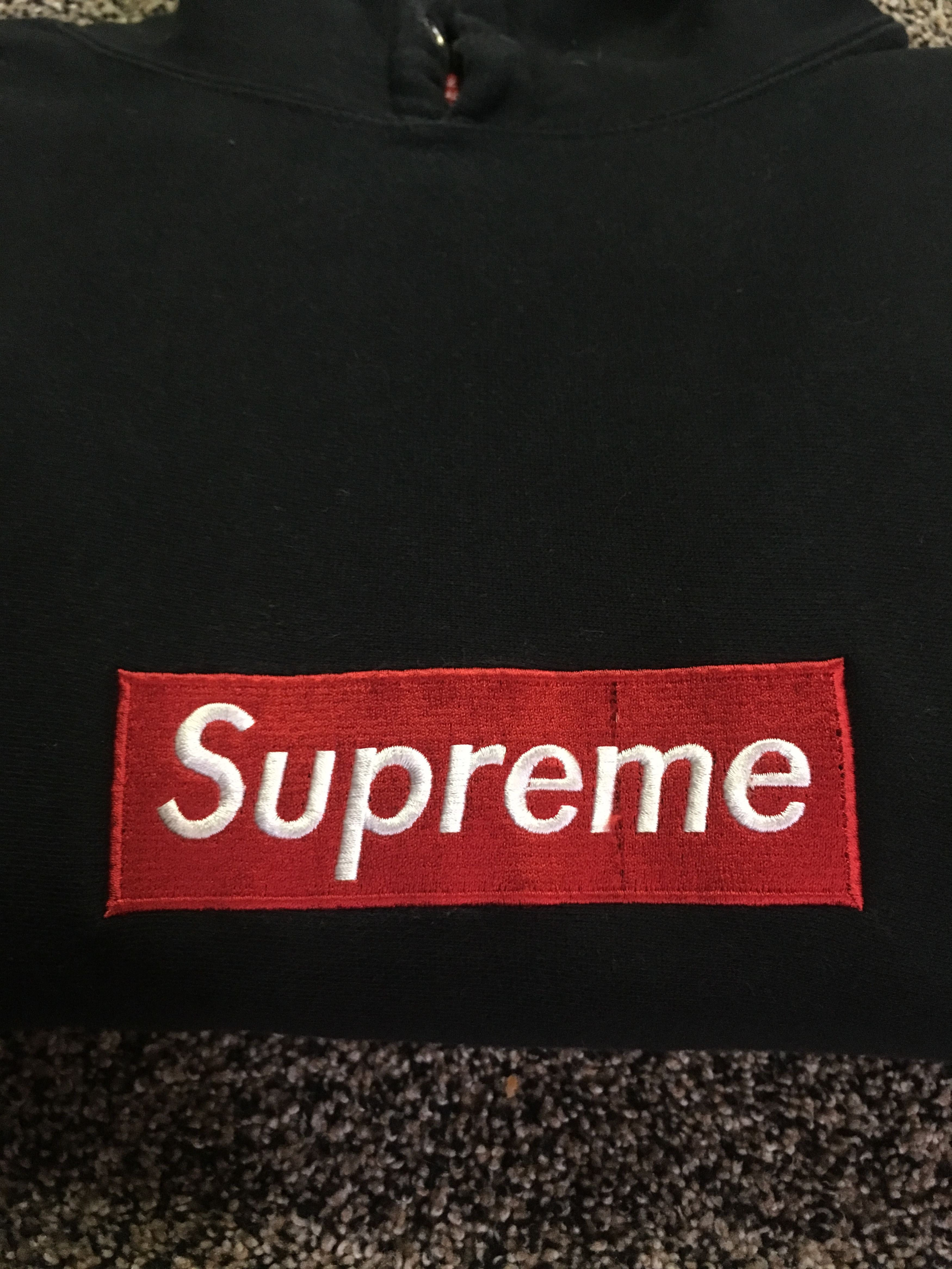 Supreme black hoodie. Red box logo