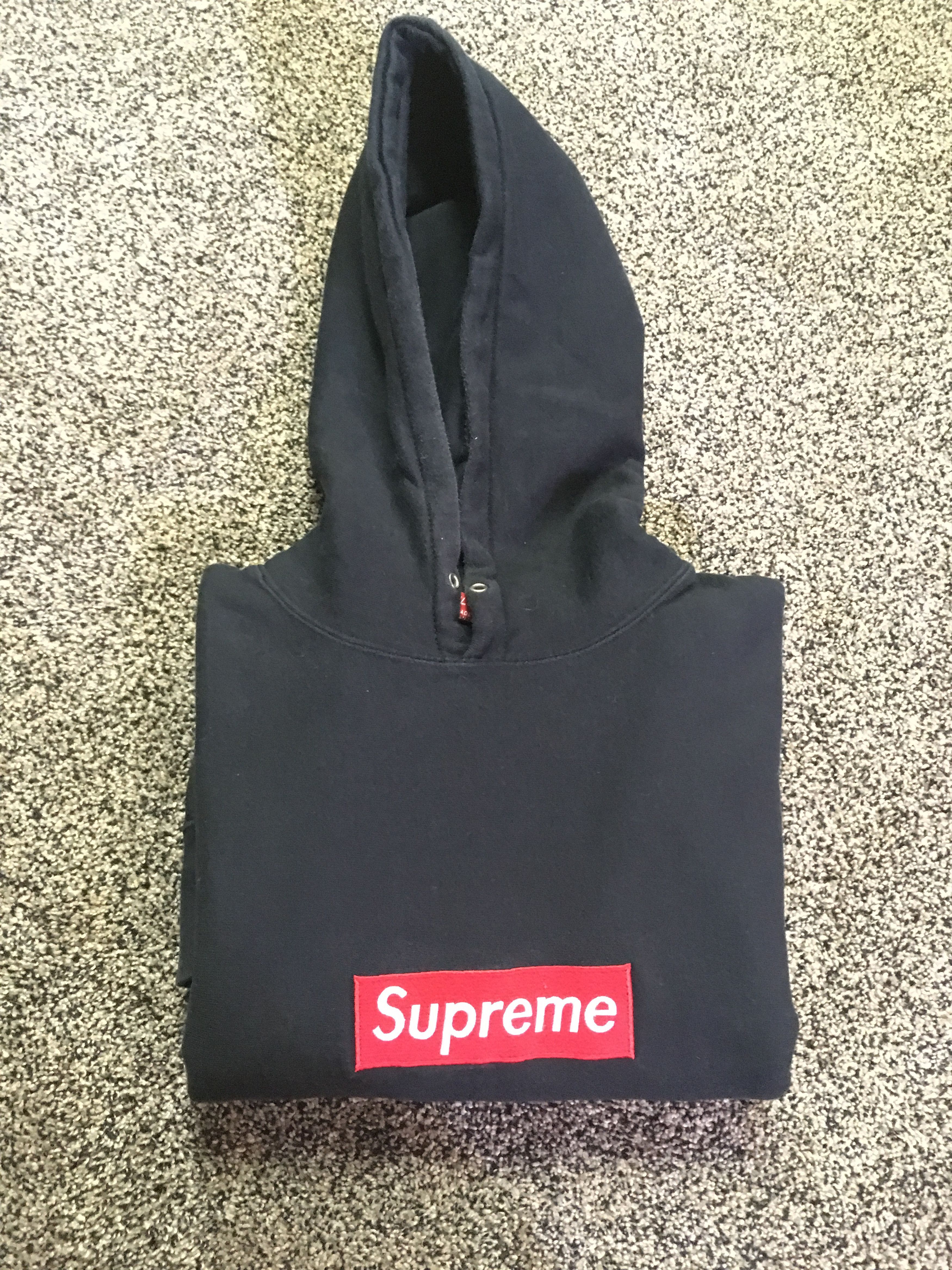 Supreme black hoodie hot sale red box logo