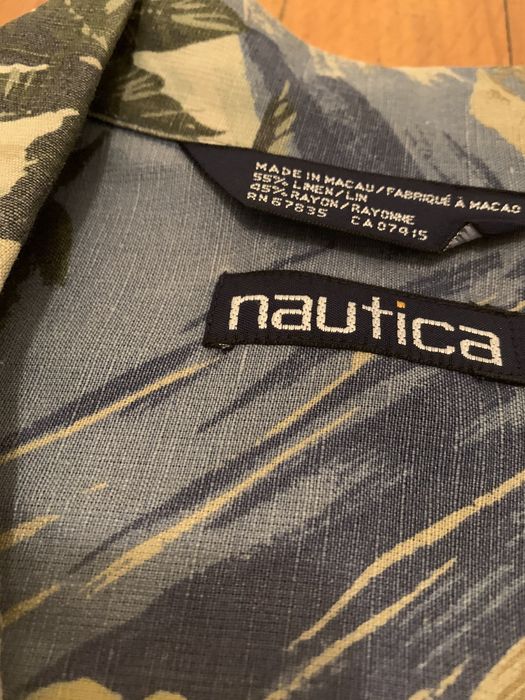 Vintage Nautica Sailboat Logo Button Down Short Sleeve Shirt 90s VTG