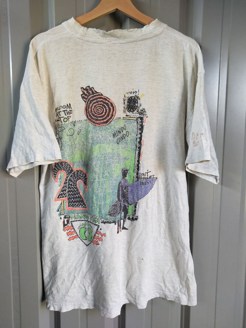 Hang Ten 💥90s HANG TEN Hawaiian Distressed Destroyed SURF TEE Size US L / EU 52-54 / 3 - 1 Thumbnail