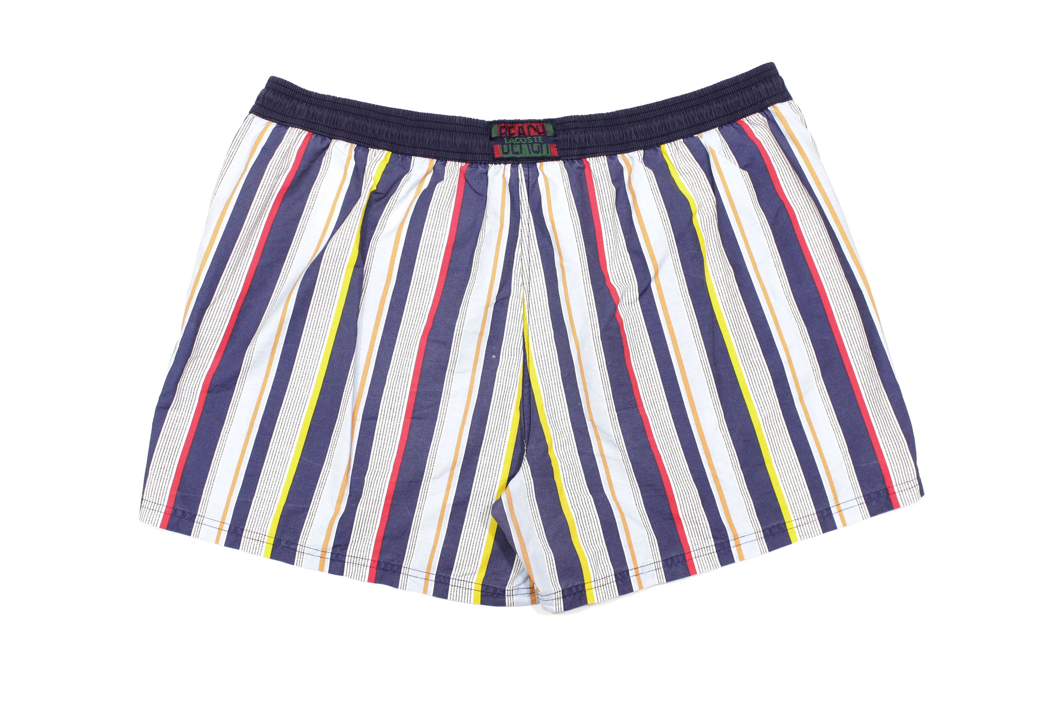 Lacoste 90S Logo Striped Shorts Vintage Size US 34 / EU 50 - 2 Thumbnail