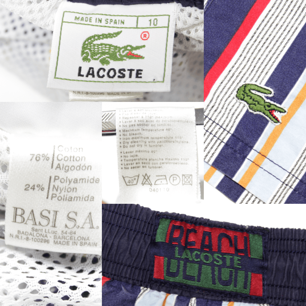 Lacoste 90S Logo Striped Shorts Vintage Size US 34 / EU 50 - 6 Thumbnail