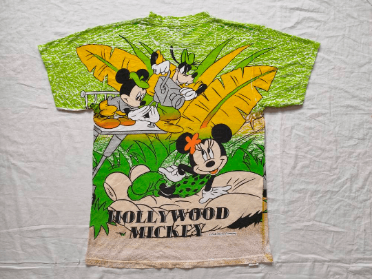 Mickey Mouse Super Rare!Vintage 90s Mickey Mouse Full Print Tshirt Size US L / EU 52-54 / 3 - 2 Thumbnail
