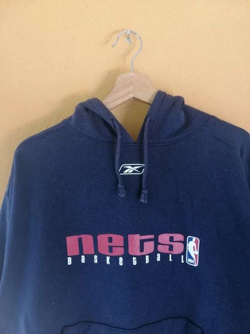 NBA × Reebok × Vintage Vintage 90s Nets NBA Basketball Hoodie Sweatshirt B4 Size US L / EU 52-54 / 3 - 1 Thumbnail