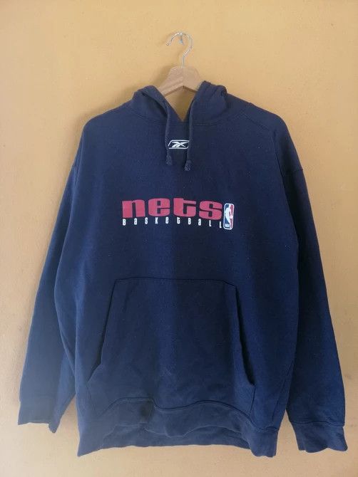 NBA × Reebok × Vintage Vintage 90s Nets NBA Basketball Hoodie Sweatshirt B4 Size US L / EU 52-54 / 3 - 5 Thumbnail