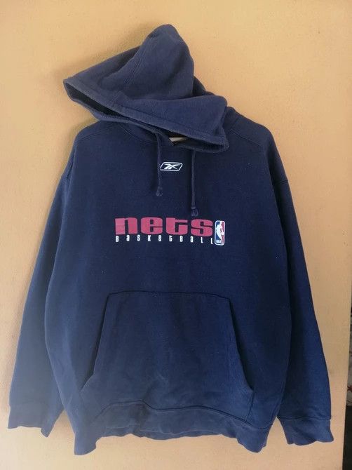 NBA × Reebok × Vintage Vintage 90s Nets NBA Basketball Hoodie Sweatshirt B4 Size US L / EU 52-54 / 3 - 3 Thumbnail
