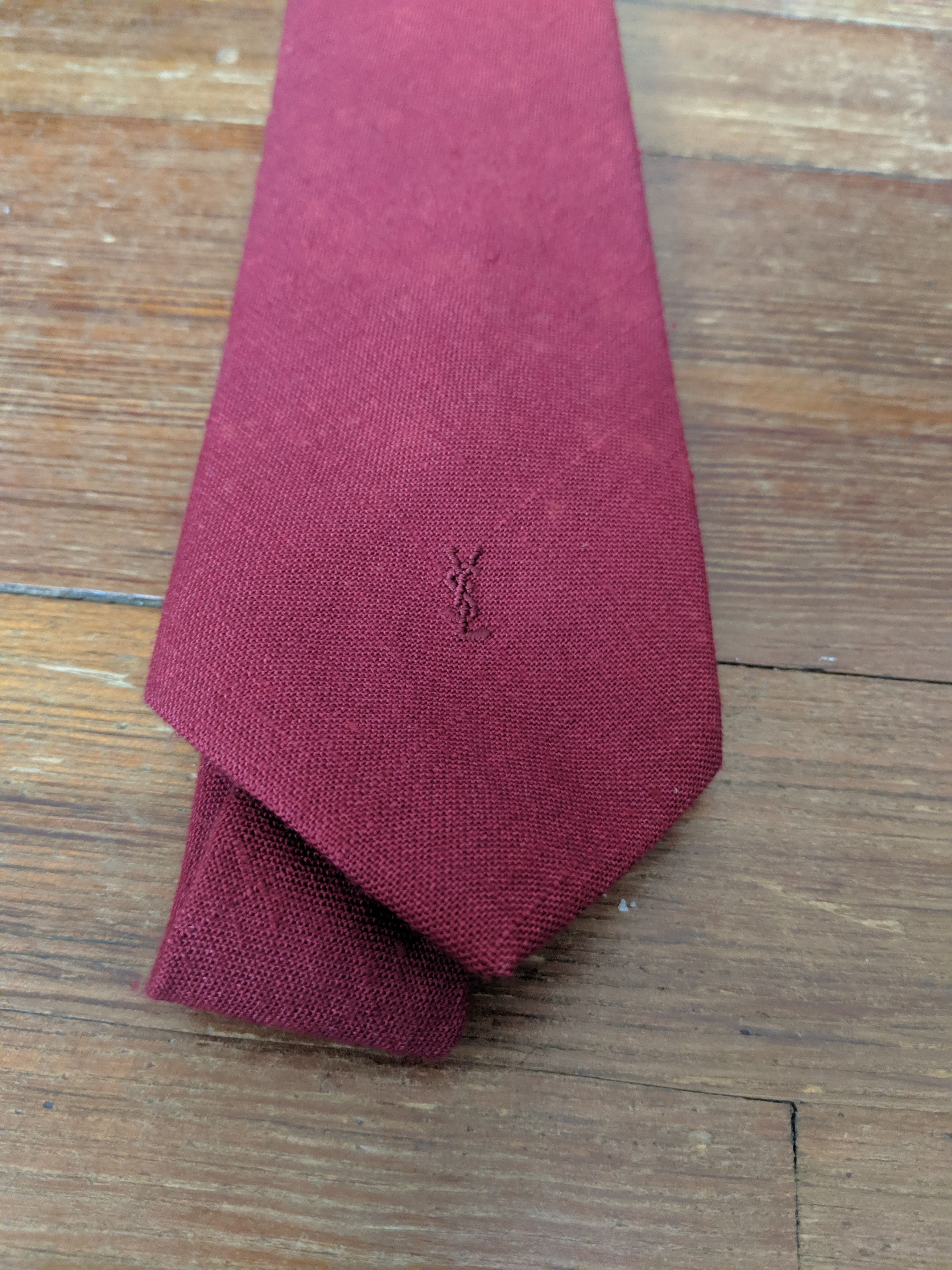 Yves Saint Laurent YSL logo red neck tie | Grailed