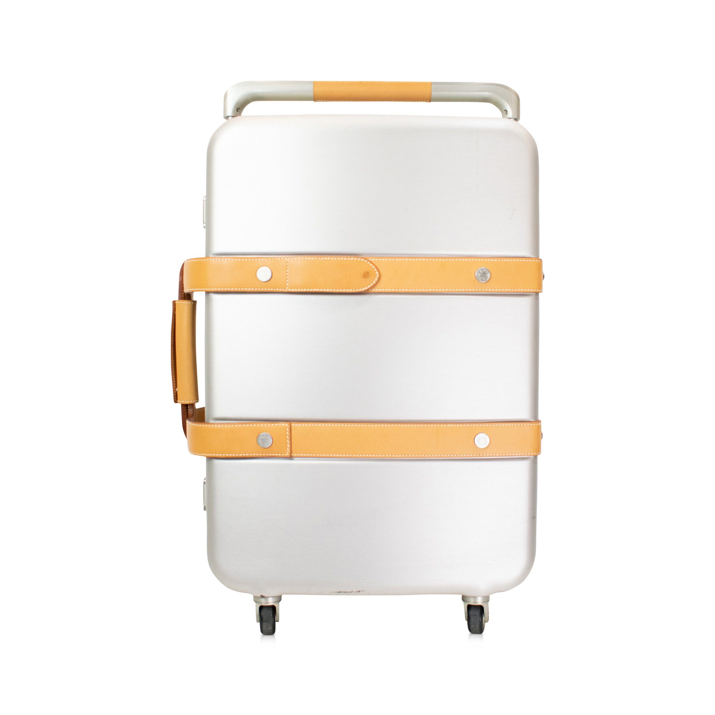 Hermes Aluminum & Vache Naturelle Leather Orion Suitcase. O Square