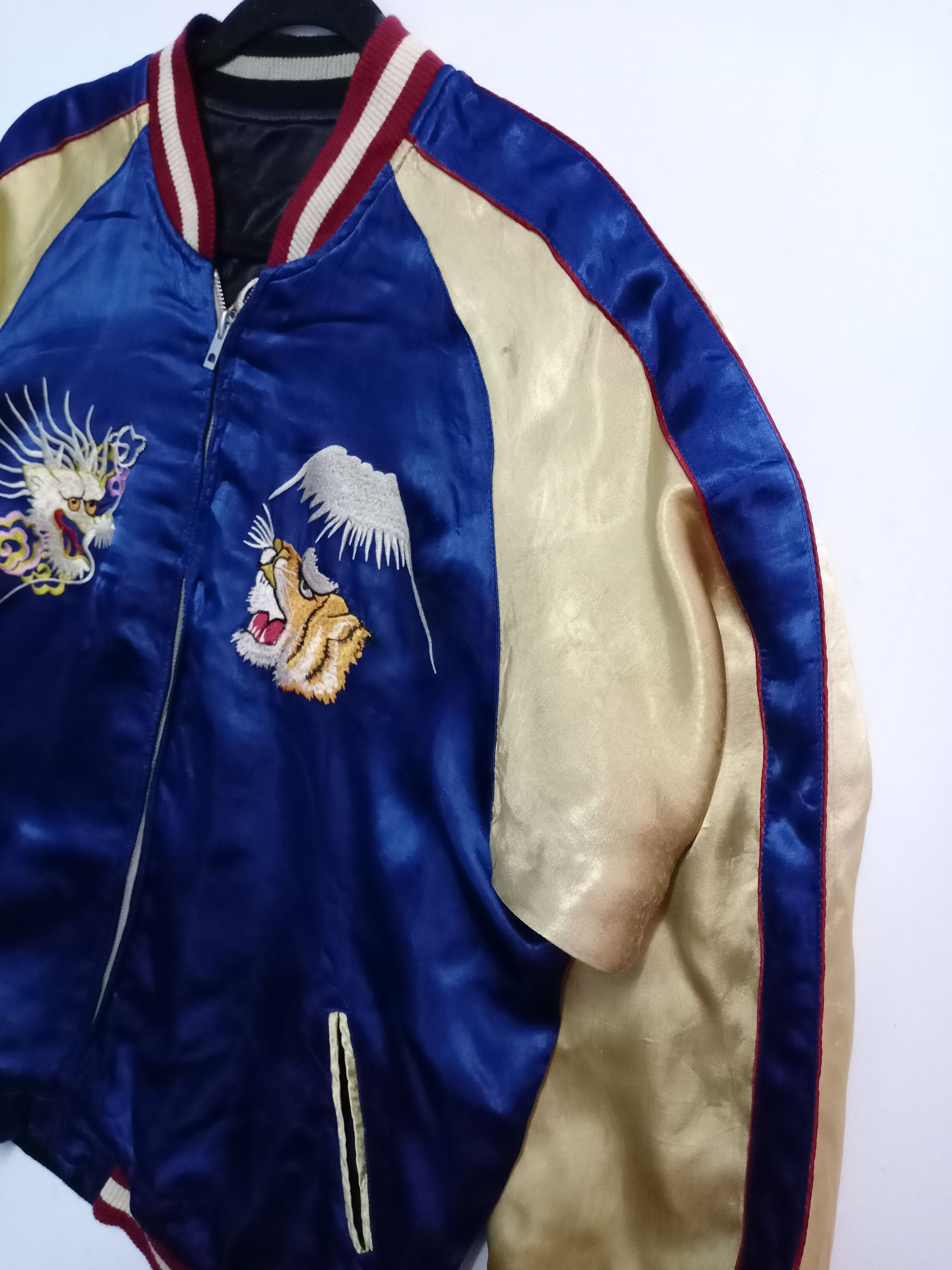 Japanese Brand Vtg Japanese Sukajan Rayon Embroidered Tiger Logo Jacket Size US XL / EU 56 / 4 - 4 Thumbnail