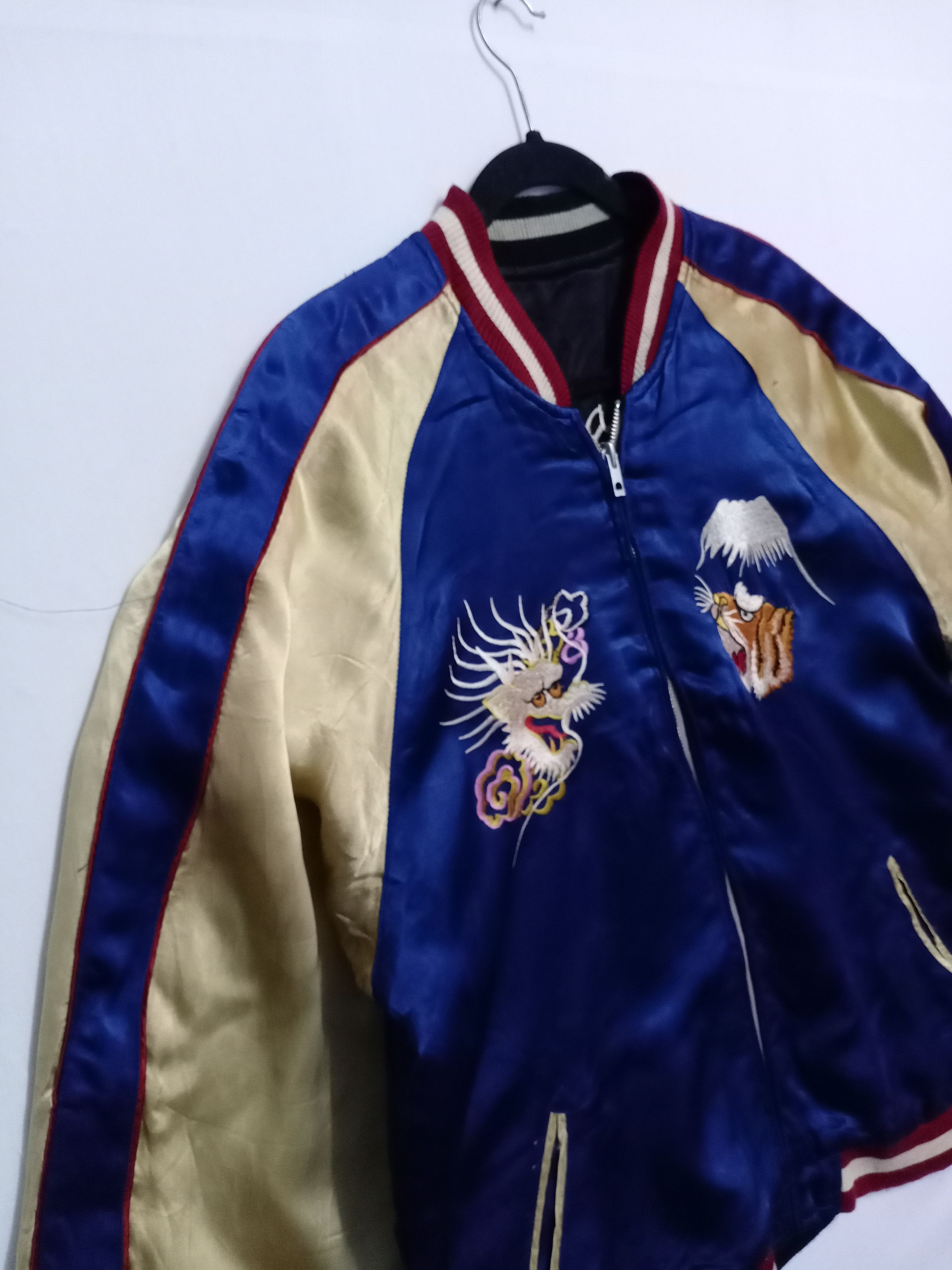 Japanese Brand Vtg Japanese Sukajan Rayon Embroidered Tiger Logo Jacket Size US XL / EU 56 / 4 - 5 Thumbnail