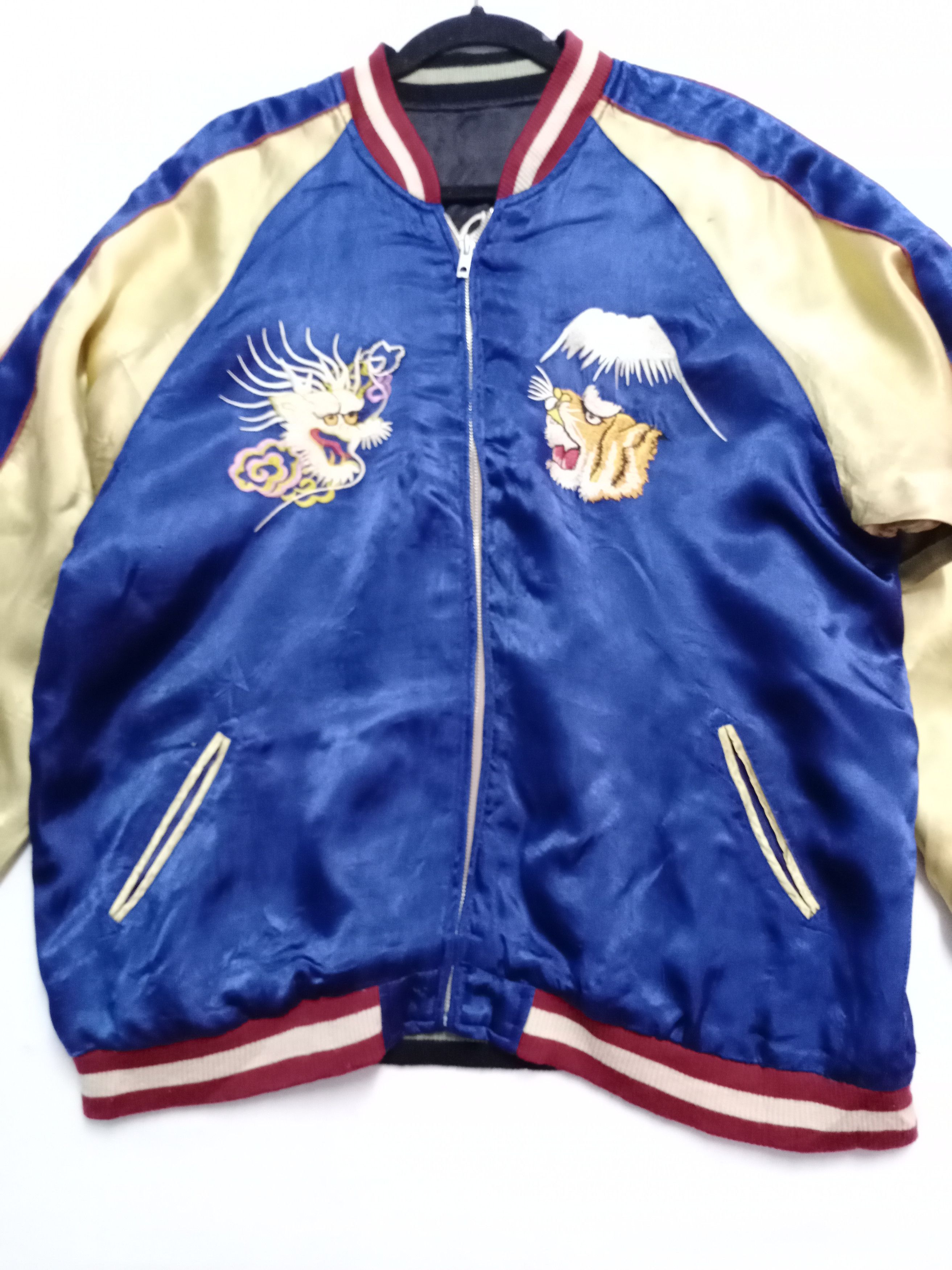 Japanese Brand Vtg Japanese Sukajan Rayon Embroidered Tiger Logo Jacket Size US XL / EU 56 / 4 - 6 Thumbnail