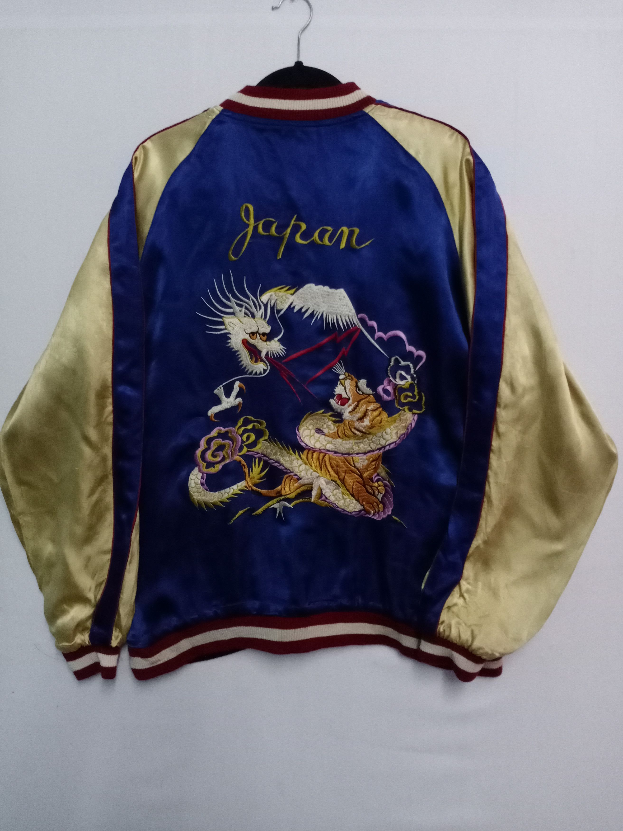 Japanese Brand Vtg Japanese Sukajan Rayon Embroidered Tiger Logo Jacket Size US XL / EU 56 / 4 - 1 Thumbnail