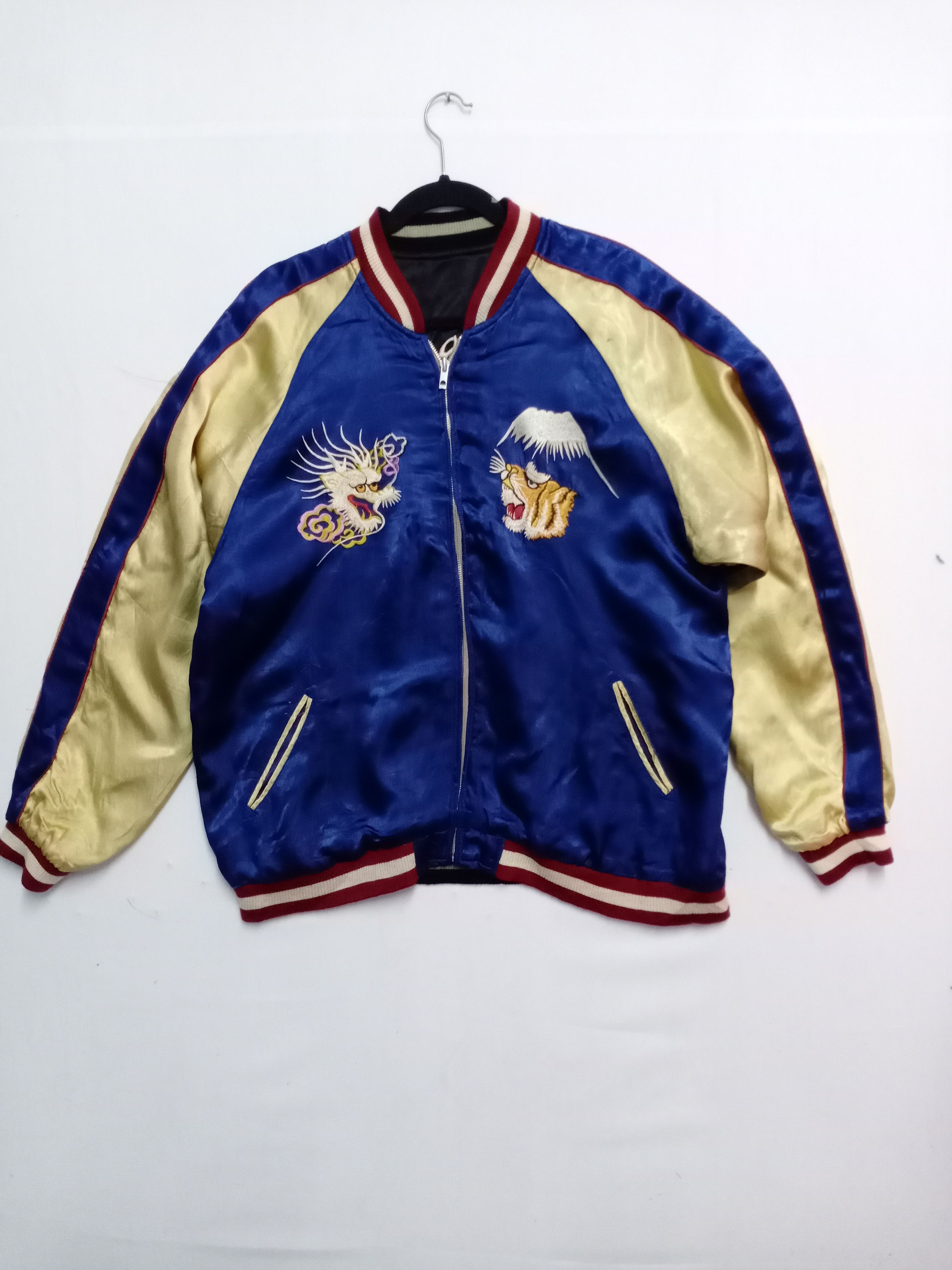 Japanese Brand Vtg Japanese Sukajan Rayon Embroidered Tiger Logo Jacket Size US XL / EU 56 / 4 - 7 Thumbnail