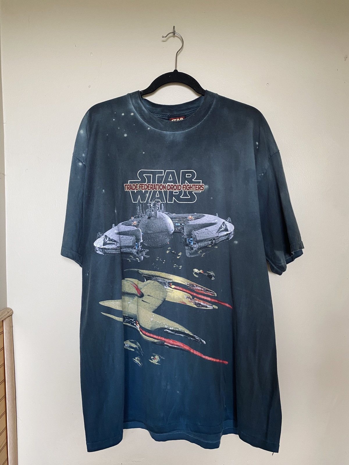 image of Movie x Star Wars Vintage 90's Star Wars Trade Federation Droid Fighters Tee in Tie Dye (Size XL)