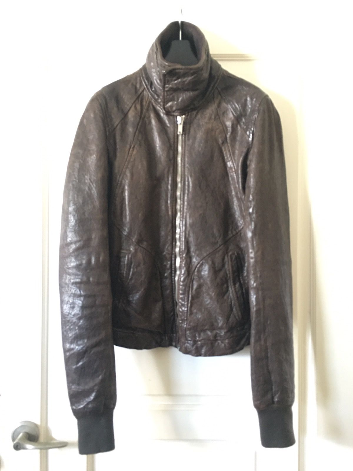 Pre-owned Rick Owens Ru 2761 / Lp Lamb Leather Jacket In Brown