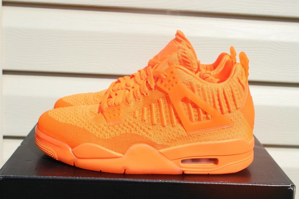 Air jordan 4 hot sale flyknit orange