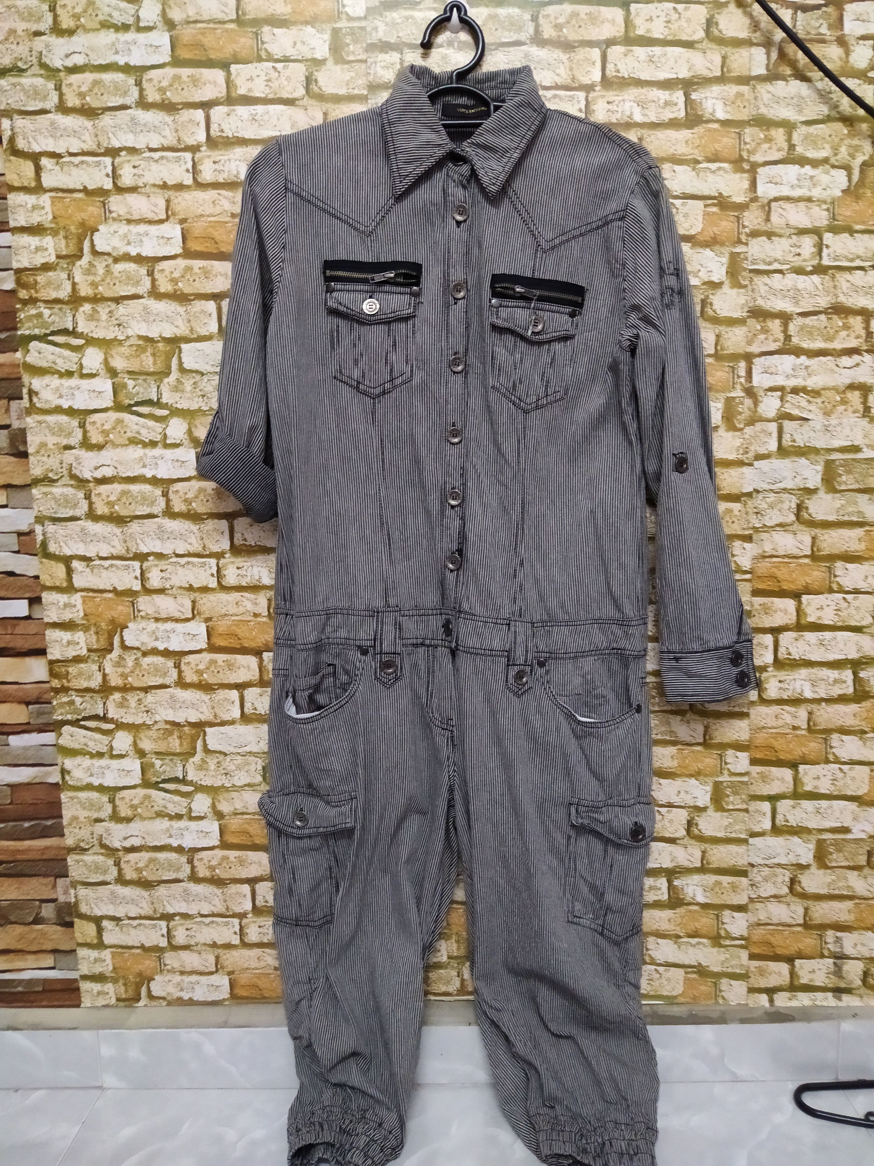 Designer × Japanese Brand VENCE EXCHANGE HICKORY SKULL COVERALLS 3Q BOTTOM (B612) Size US 38 / EU 54 - 6 Thumbnail