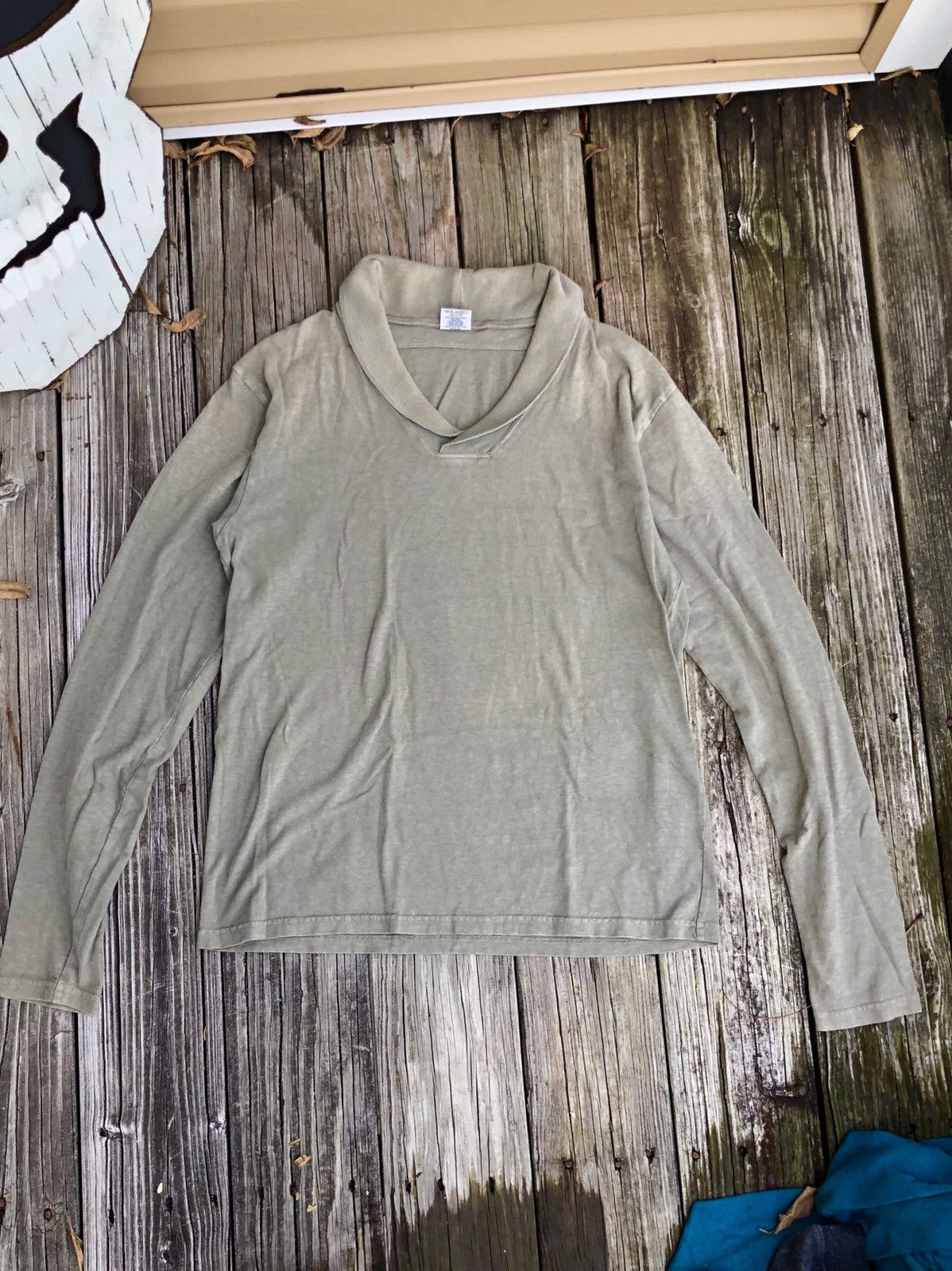 faded henry shawl neck long sleeve