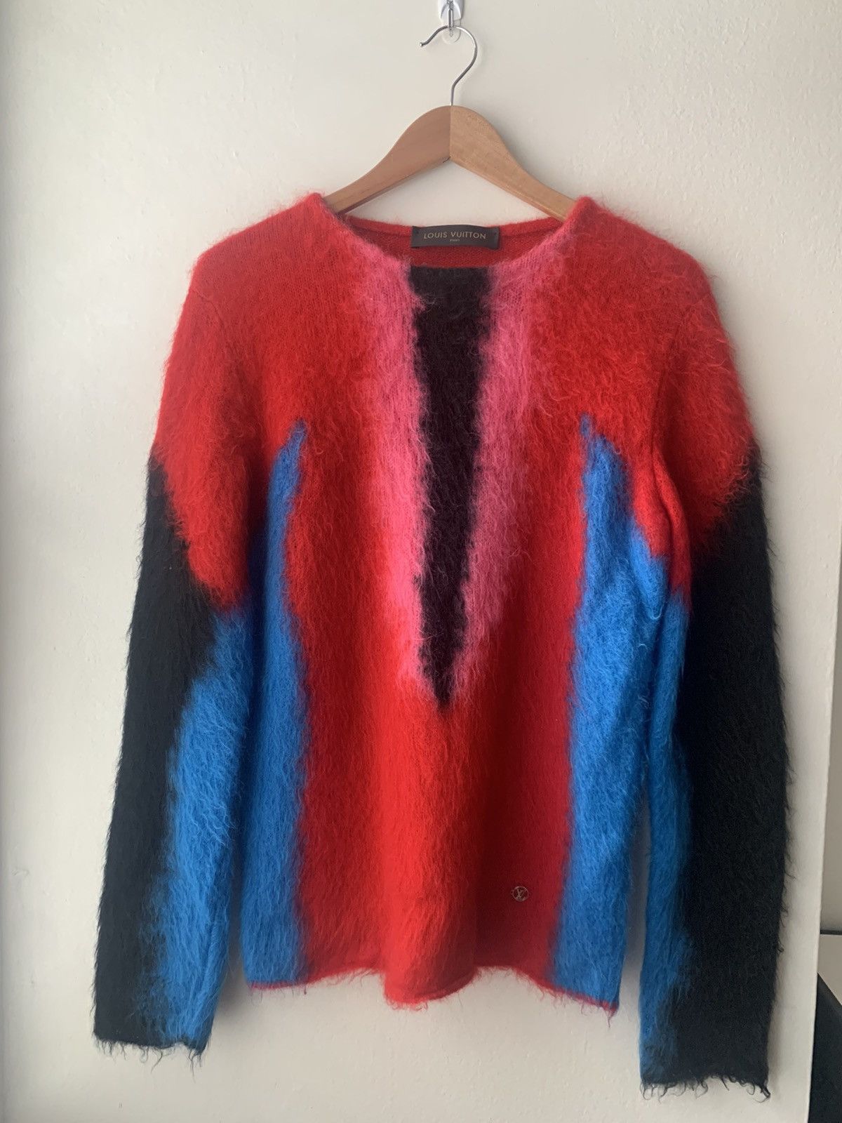 LV SS17 Impala mohair sweater in red black pink & blue SIZE:XXS/M