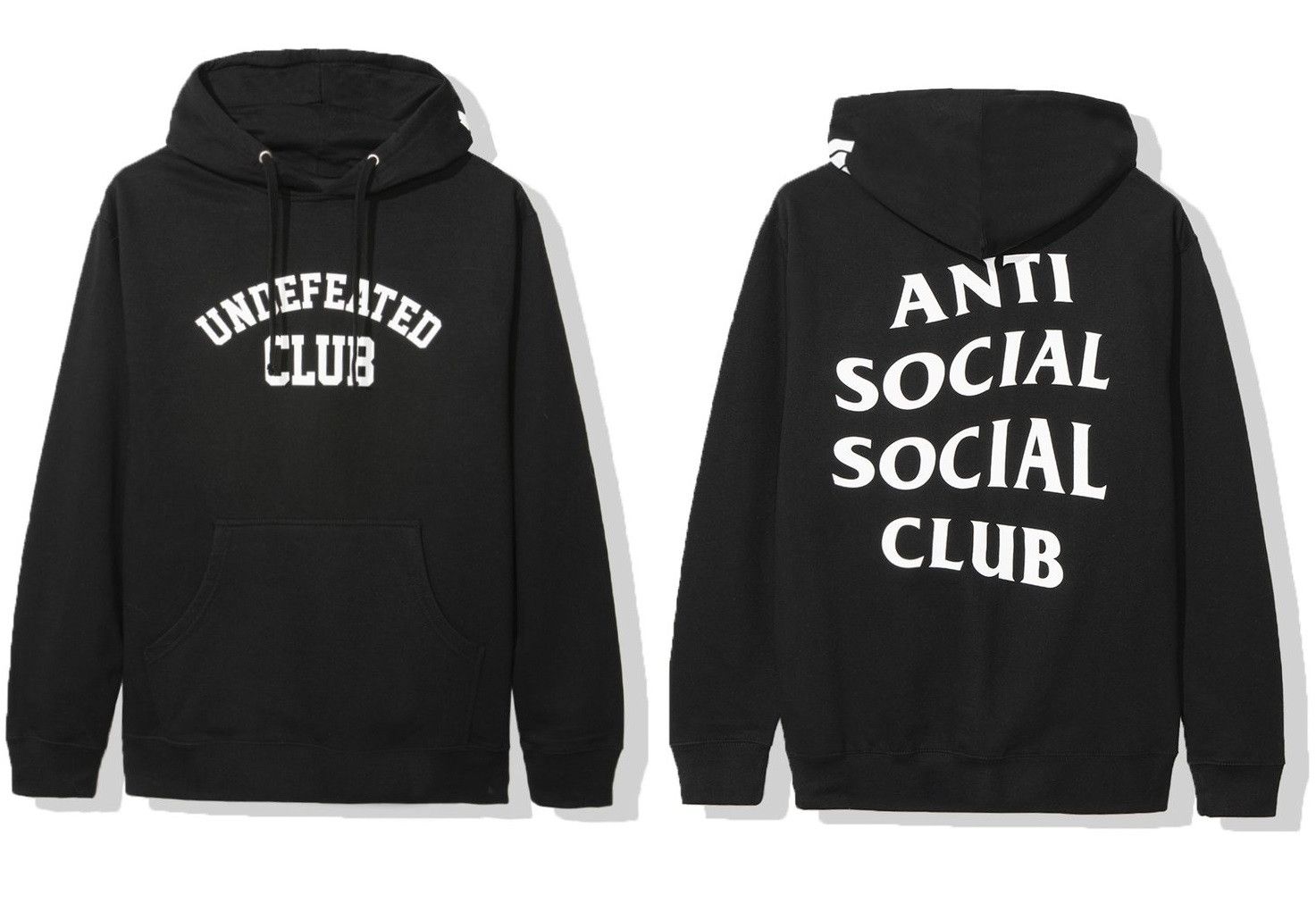 image of Anti Social Social Club x Undefeated Ds Undefeated X Assc White Logo Club Black Hoodie Bape Kith (S