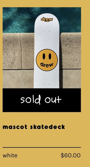 Justin Bieber Drew House Mascot Skate Deck - White | Grailed