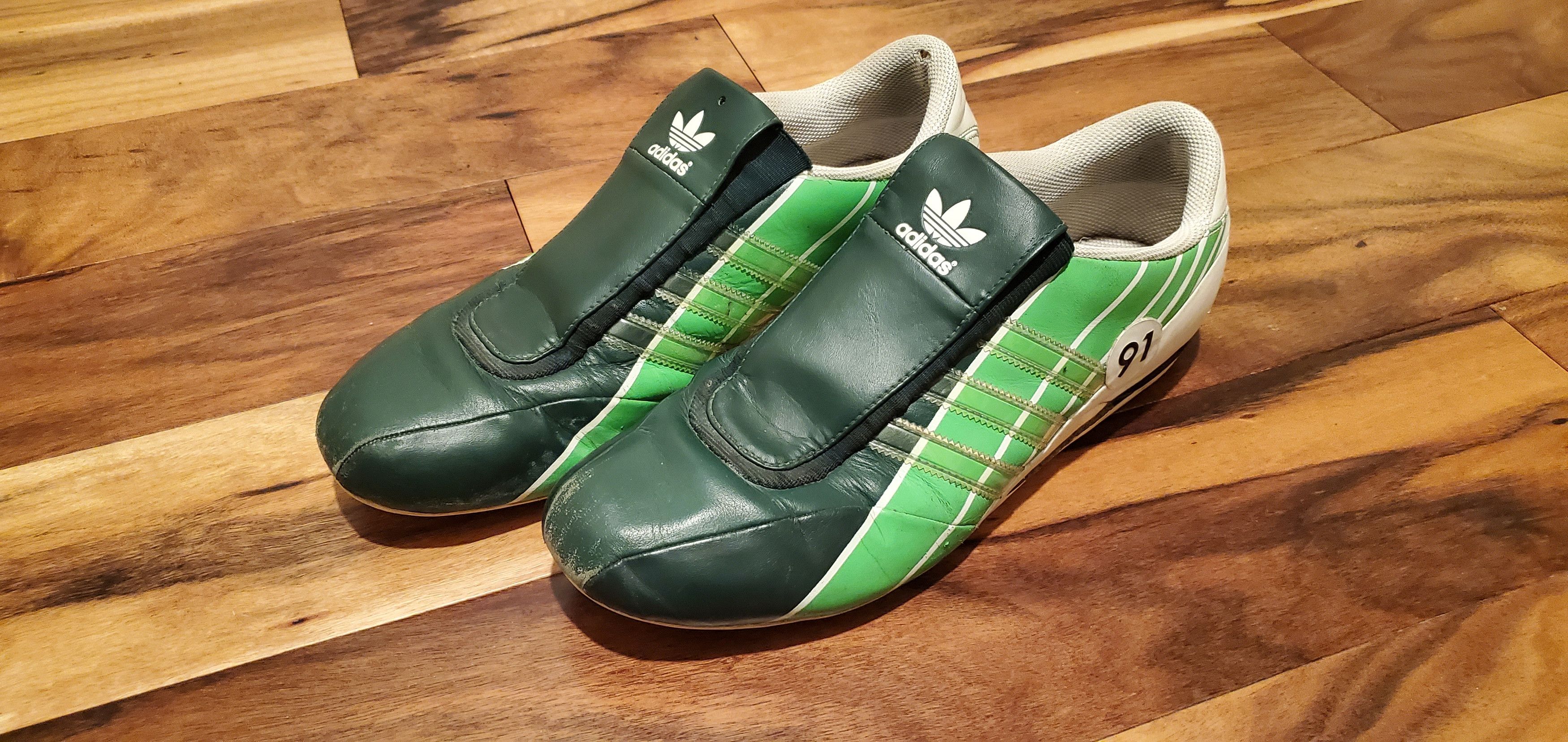 adidas gazelle silver green womens PORSCHE DESIGN x ADIDAS Size 9.5 Black White Leather Lace Up Sneakers  Sui  Generis Designer Consignment