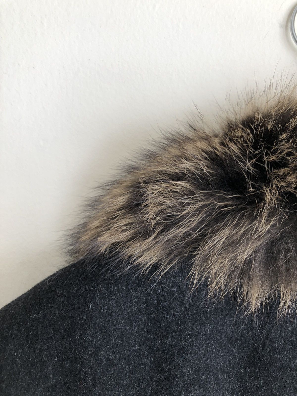 Vintage 100% Genuine Fur Lapel Charcoal Wool Topcoat Coat Jacket Size US L / EU 52-54 / 3 - 19 Thumbnail