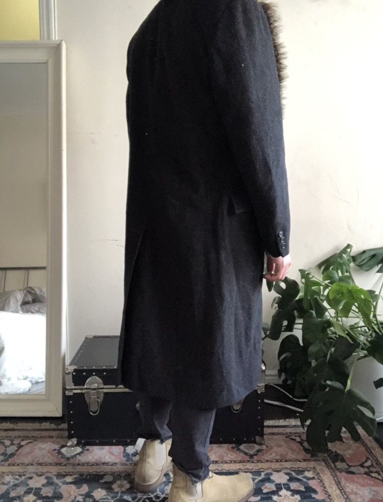 Vintage 100% Genuine Fur Lapel Charcoal Wool Topcoat Coat Jacket Size US L / EU 52-54 / 3 - 3 Thumbnail