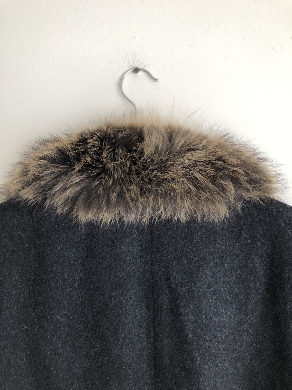 Vintage 100% Genuine Fur Lapel Charcoal Wool Topcoat Coat Jacket Size US L / EU 52-54 / 3 - 17 Thumbnail