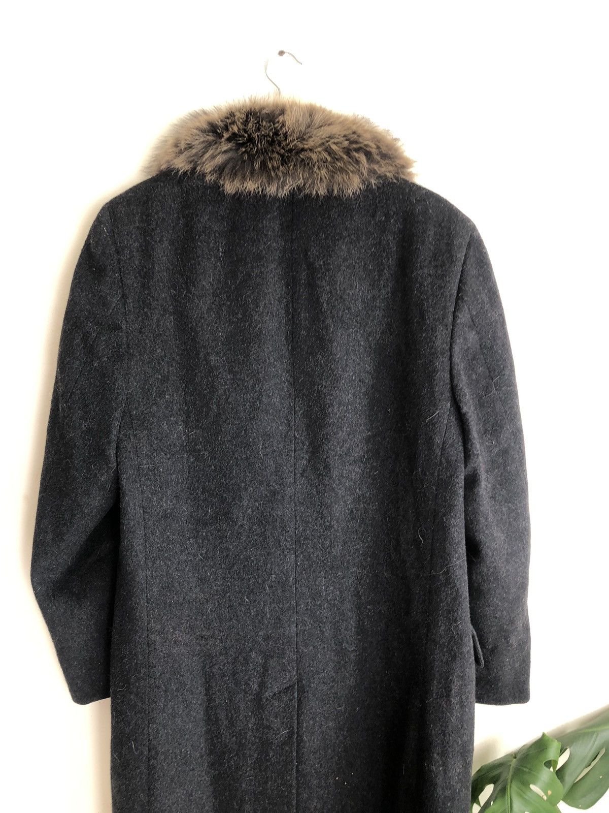 Vintage 100% Genuine Fur Lapel Charcoal Wool Topcoat Coat Jacket Size US L / EU 52-54 / 3 - 16 Thumbnail