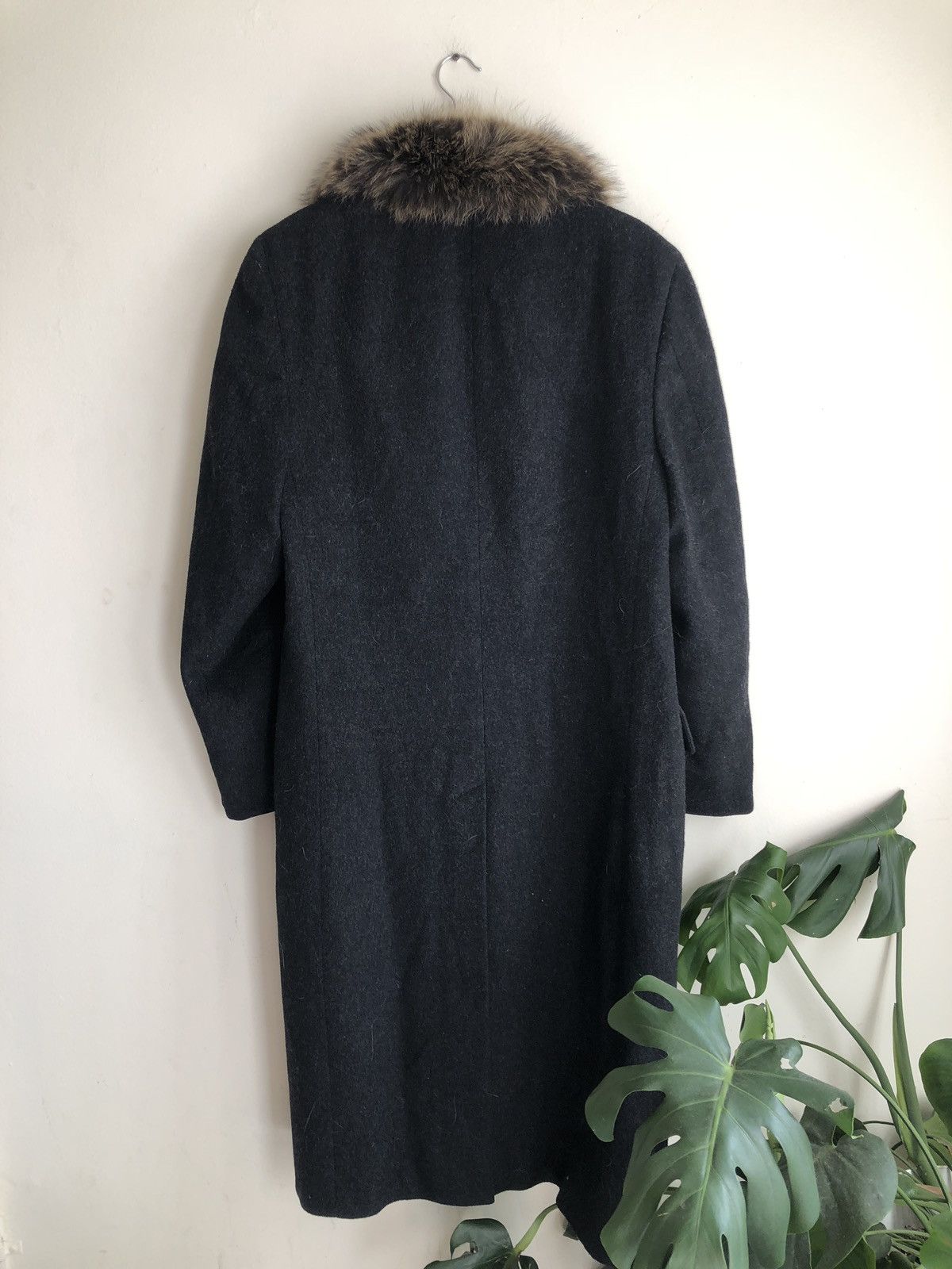 Vintage 100% Genuine Fur Lapel Charcoal Wool Topcoat Coat Jacket Size US L / EU 52-54 / 3 - 15 Thumbnail