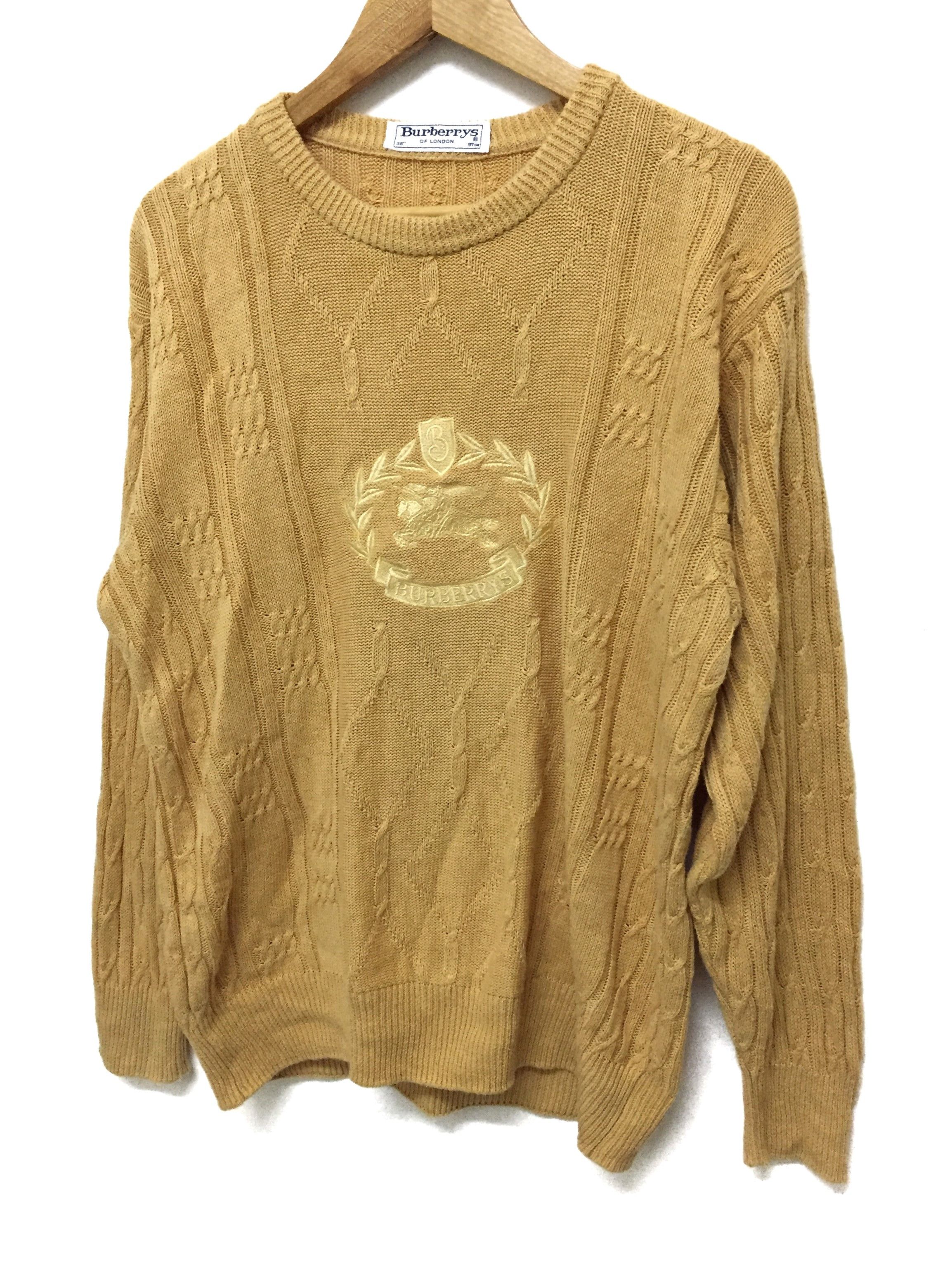 Burberry Vintage BurberryS cable knit embroidered big logo knitwear Size US M / EU 48-50 / 2 - 2 Thumbnail