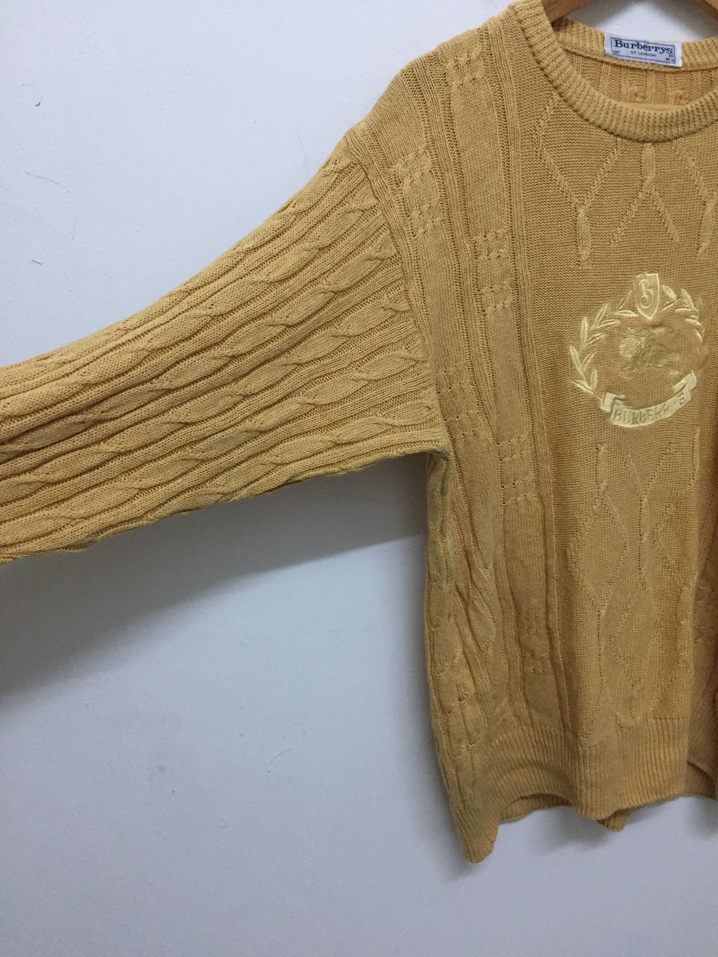 Burberry Vintage BurberryS cable knit embroidered big logo knitwear Size US M / EU 48-50 / 2 - 8 Thumbnail