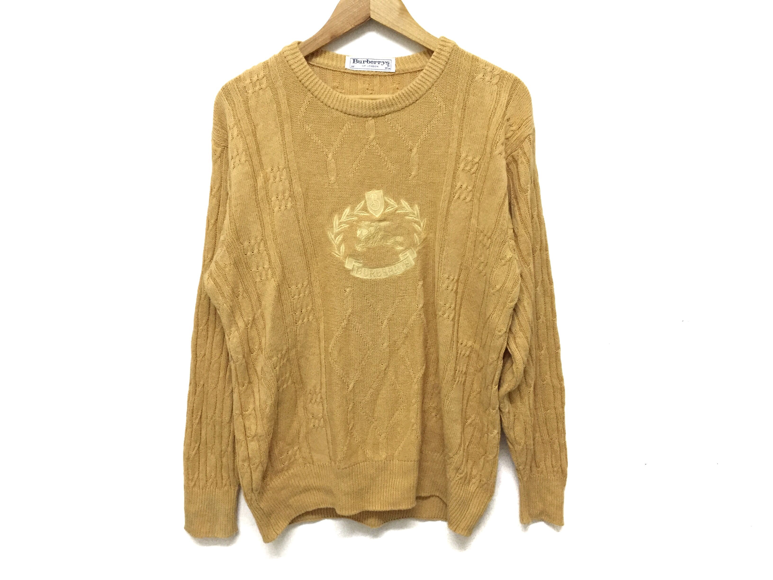 Burberry Vintage BurberryS cable knit embroidered big logo knitwear Size US M / EU 48-50 / 2 - 3 Thumbnail