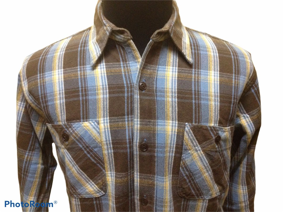 Sugar Cane Sugar Cane Brown Winter Flannel L/S Workwear Shirt Size US L / EU 52-54 / 3 - 3 Thumbnail
