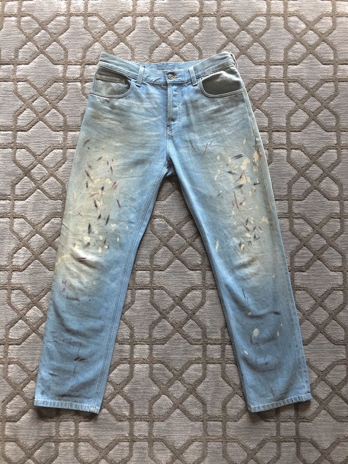 image of Gucci Hand Painted Paint Splatter Denim Jeans, Men's (Size 30)