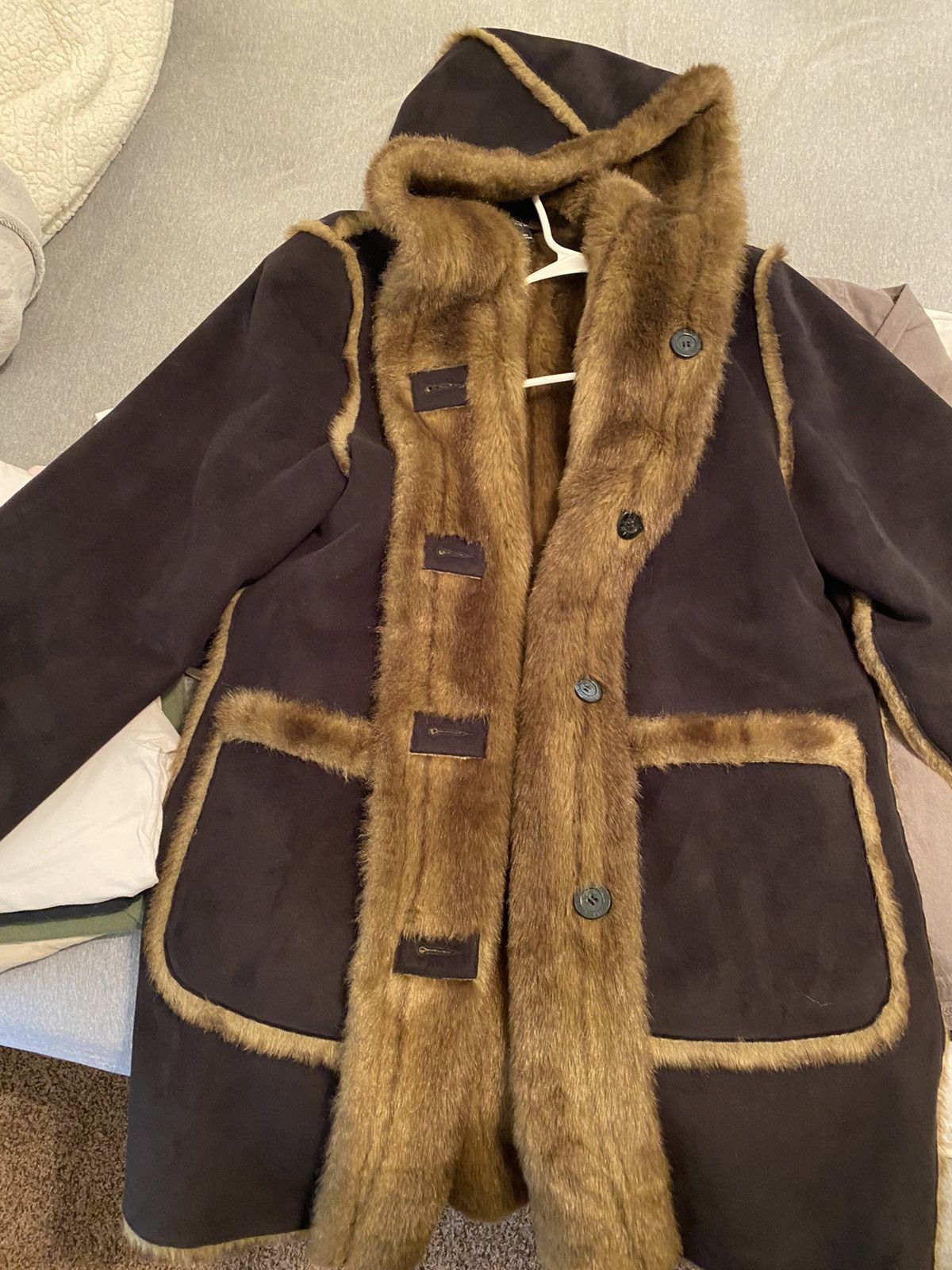 Suede Dennis Basso Reversible Faux Fur Coat DENNIS BASSO Faux Fur Coat