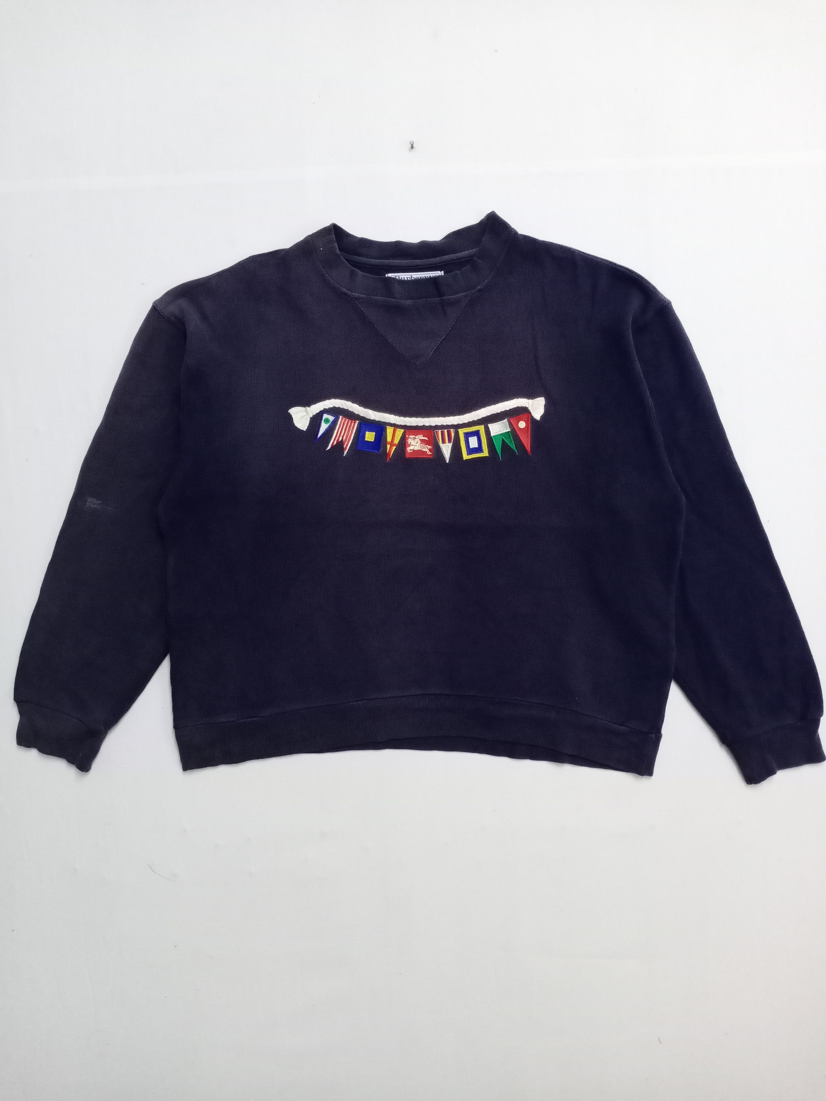 Burberry × Vintage Vintage Burberry Big Logo Embroidered Sweatshirt Size US XL / EU 56 / 4 - 1 Thumbnail