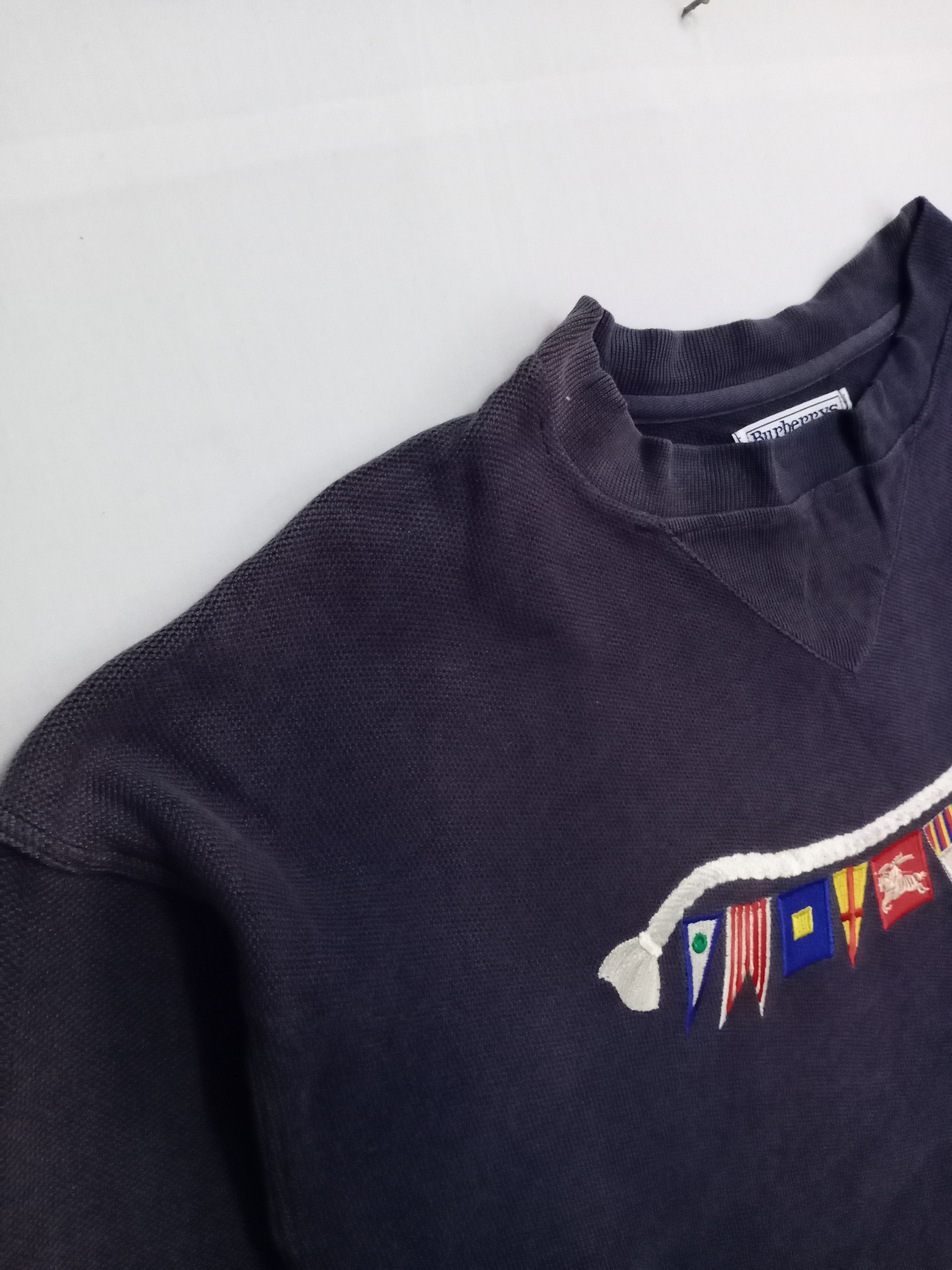 Burberry × Vintage Vintage Burberry Big Logo Embroidered Sweatshirt Size US XL / EU 56 / 4 - 6 Thumbnail