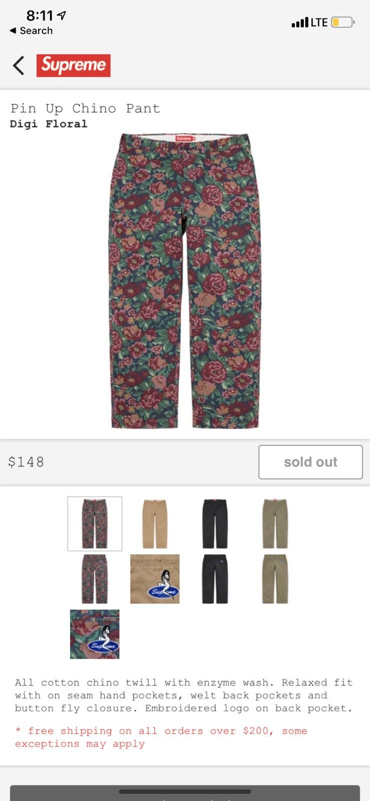 Supreme Supreme Pin Up Chino Pant Digi Floral | Grailed