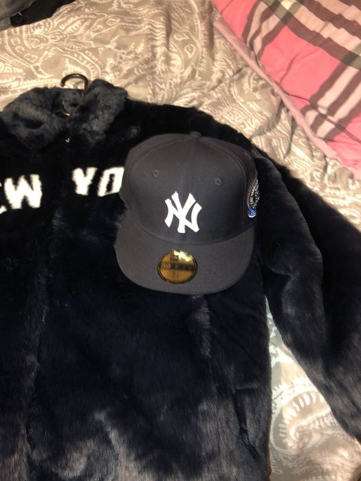 Kith for Major League Baseball New York Yankees Faux Fur Coaches Jacket Navy