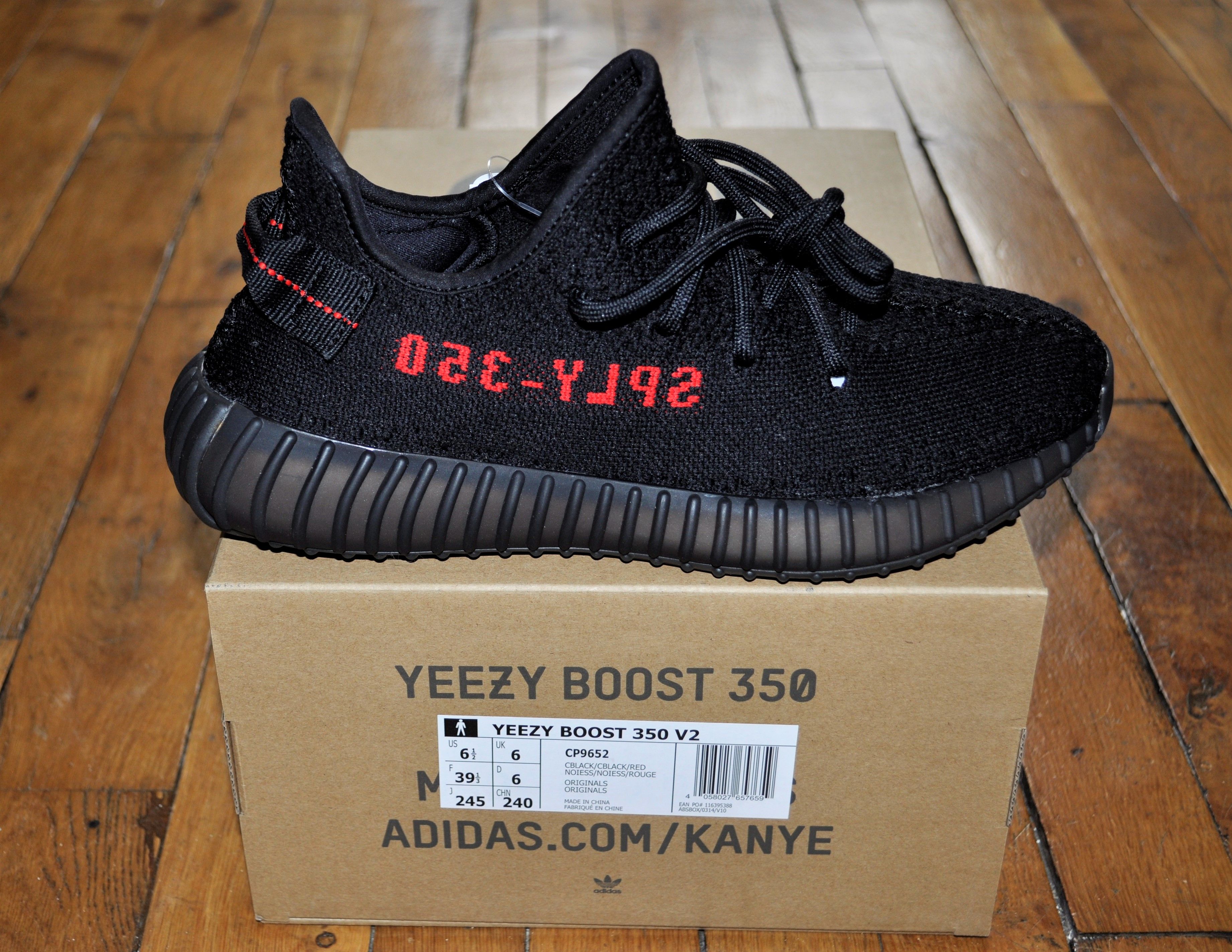 Adidas Adidas Yeezy 350 V2 Bred Black Red CP9652 Size 6,5 6 Uk 39 1/3 Eu Grailed