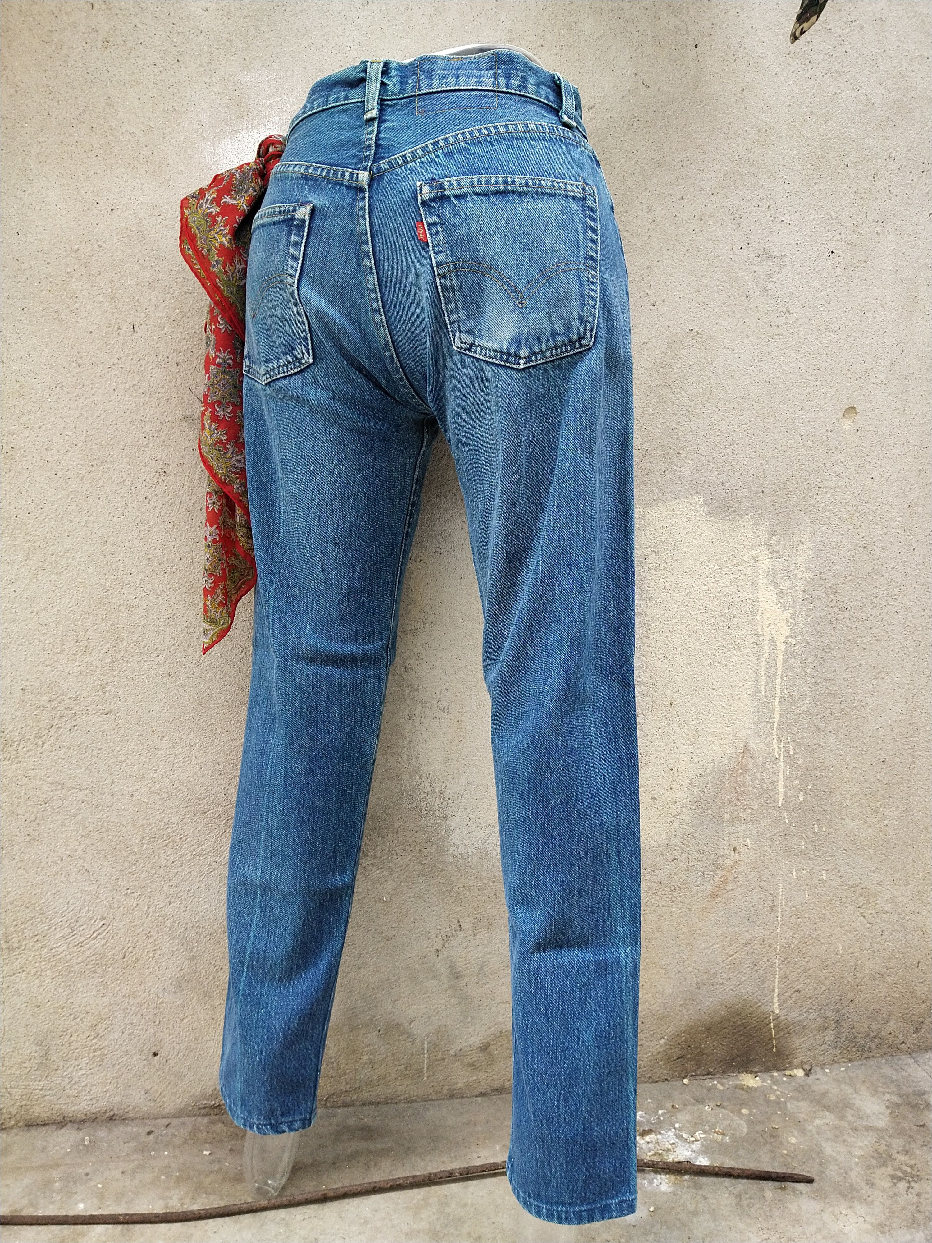 Vintage 80s Levis 501 Black Bartack Overdyed Redone Skinny