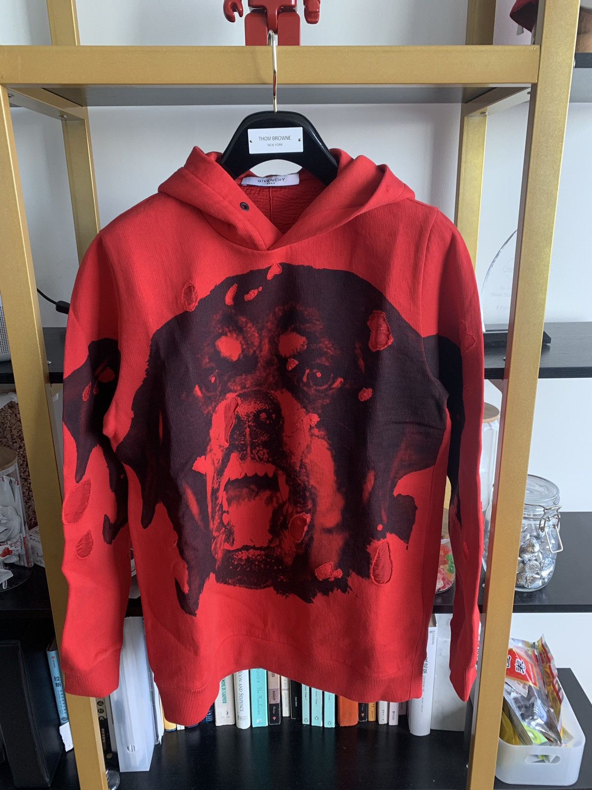 Givenchy Red Rottweiler Distressed Hoodie Size XS Grailed