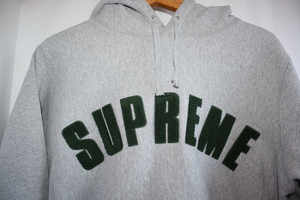Supreme Chenille Arc Logo Hooded Sweatshirt Grey Men's - SS17 - US