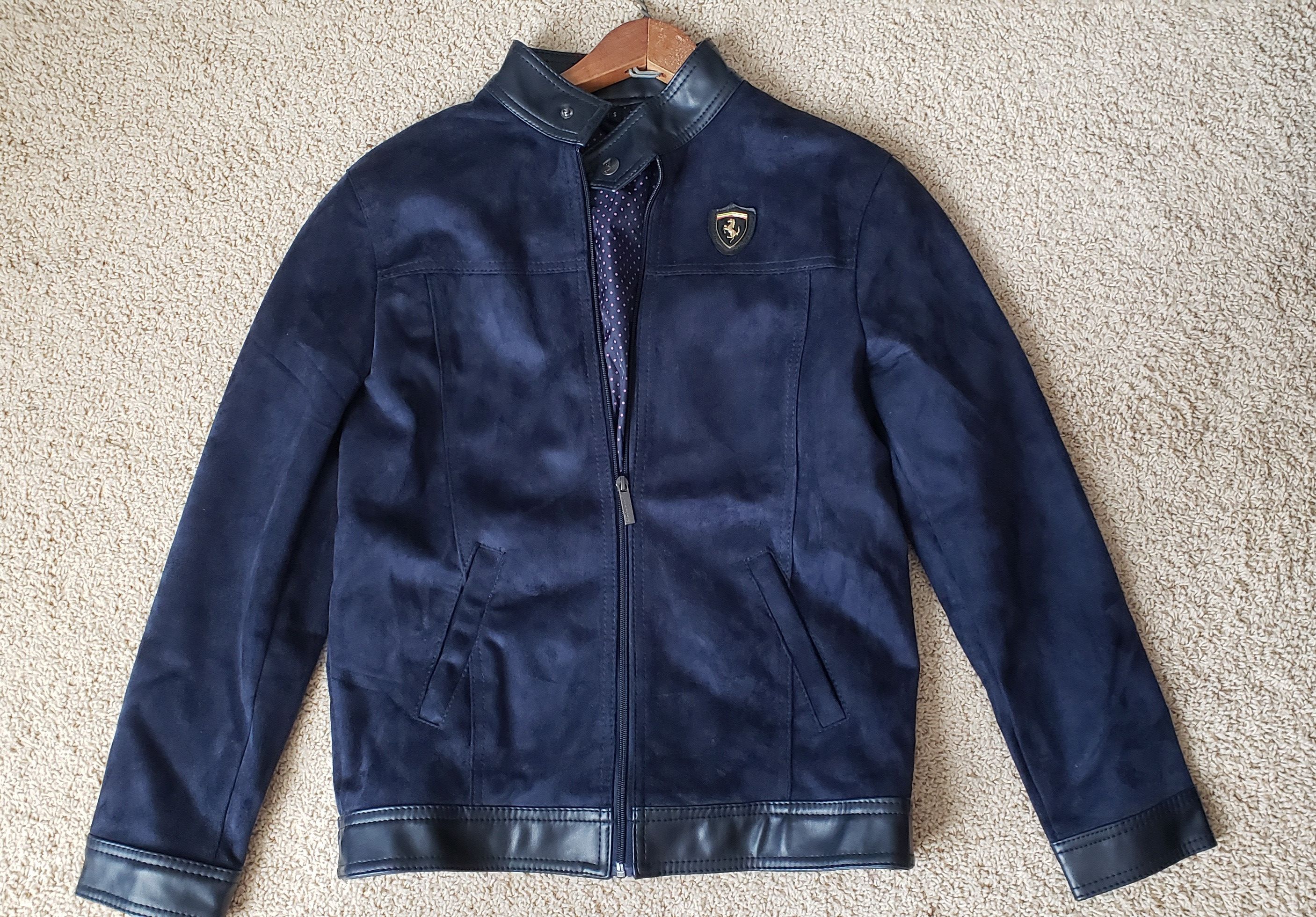 Emporio Ferrari Blue outlet Suede Jacket XXL